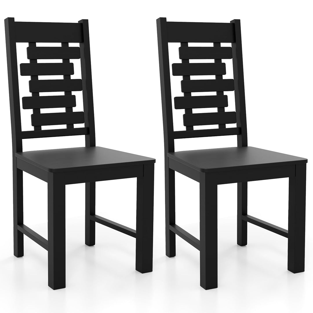 Giantex Wooden Dining Chairs Set 100% Solid Rubber Wood Kitchen Chair with High & Tilted Backrest