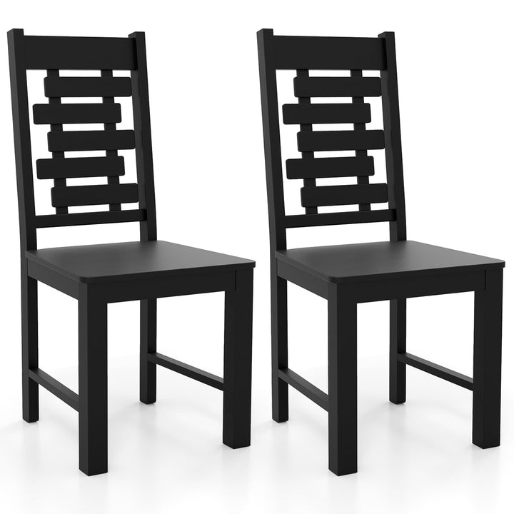 Giantex Wooden Dining Chairs Set 100% Solid Rubber Wood Kitchen Chair with High & Tilted Backrest