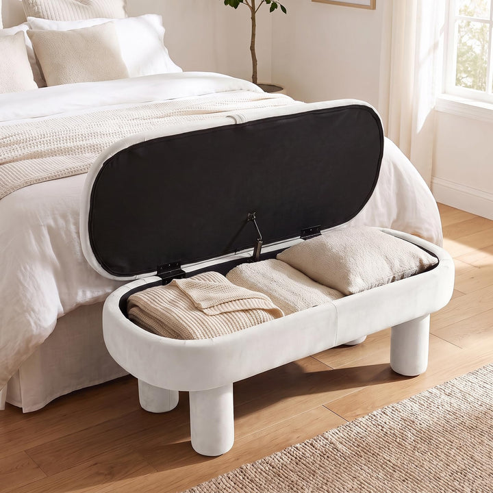 GIANTEX 41" Oval Ottoman with Storage and Upholstered Seat