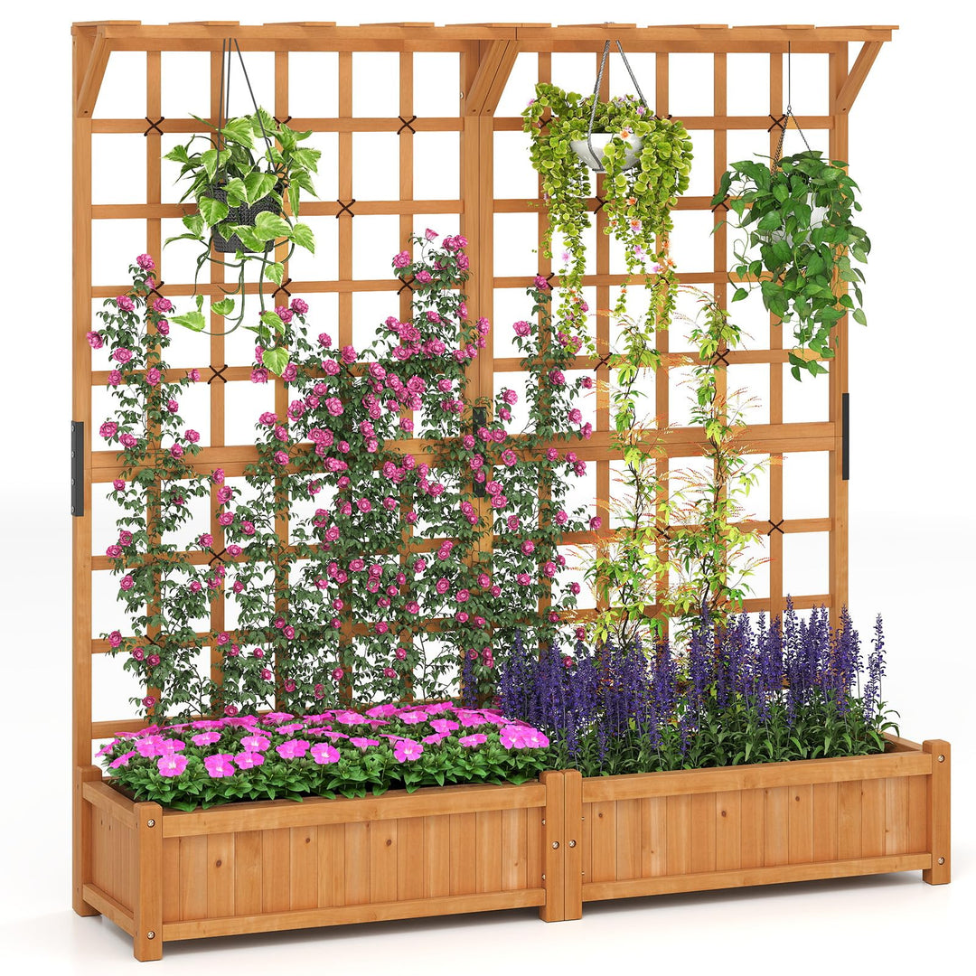 Giantex Large Raised Garden Bed with Trellis and Roof