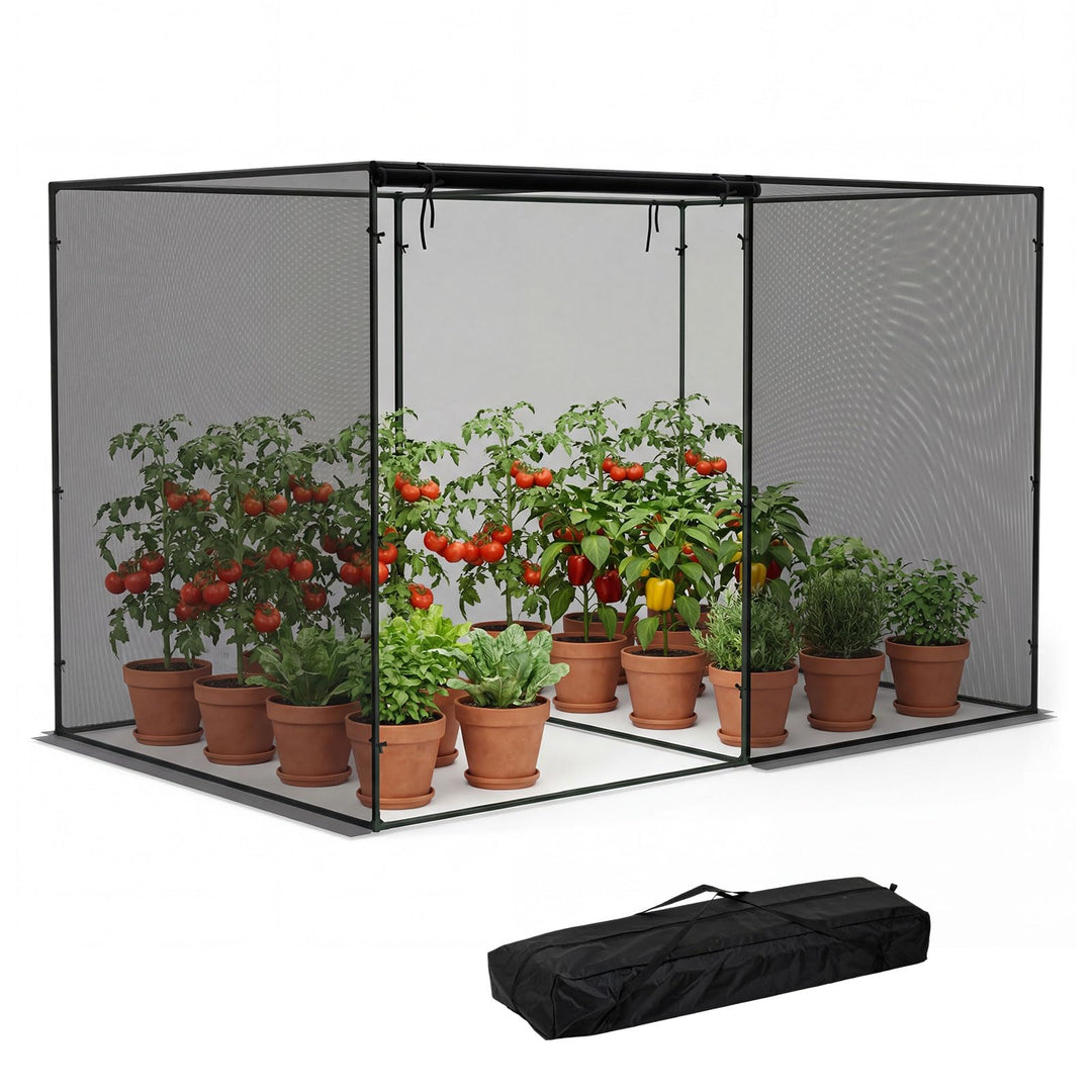 Giantex Garden Crop Cage | 10 x 6.5 x 6.5 ft Plant Netting Cover w/Zipper Doors