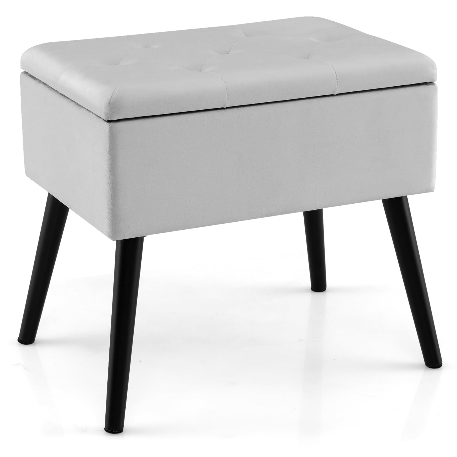 Giantex 20" Ottoman with Storage - Set of 1/2 Makeup Vanity Bench with Flip Top Storage