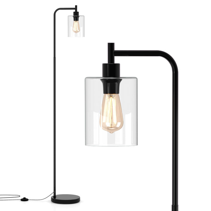 Giantex Industrial Floor Lamp, 66" Tall Pole Lamp with Clear Glass Lampshade