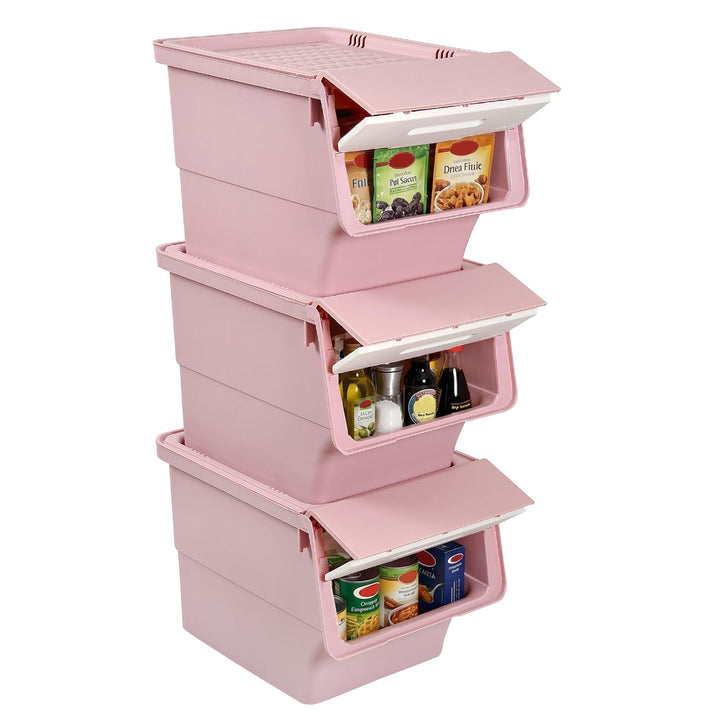 Giantex Plastic Stackable Storage Bins with Lids & Wheels