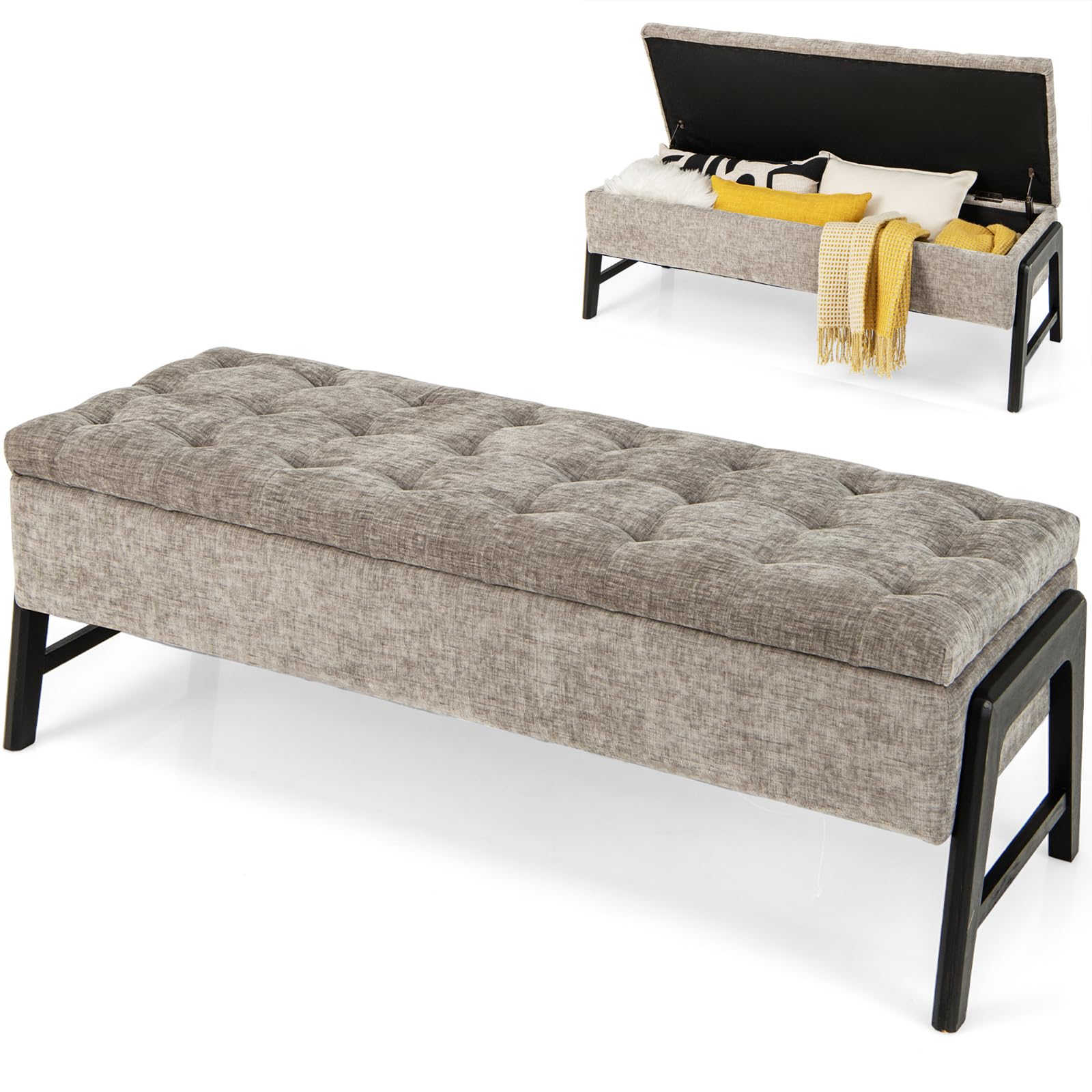 Giantex 50" Storage Bench - End of Bed Bench, Entryway Bench with Storage