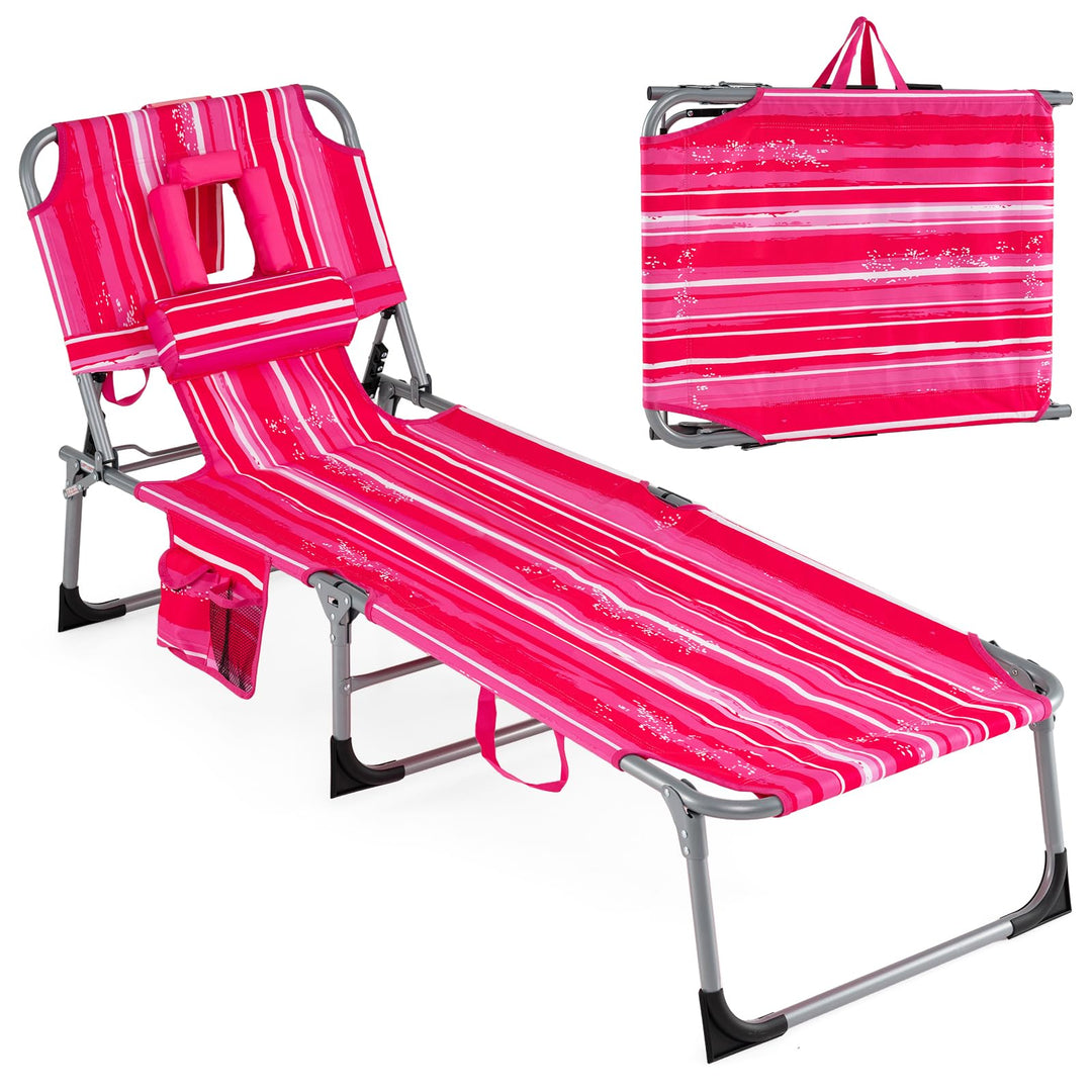 Giantex Tanning Chair with Face Arm Holes Folding Chair