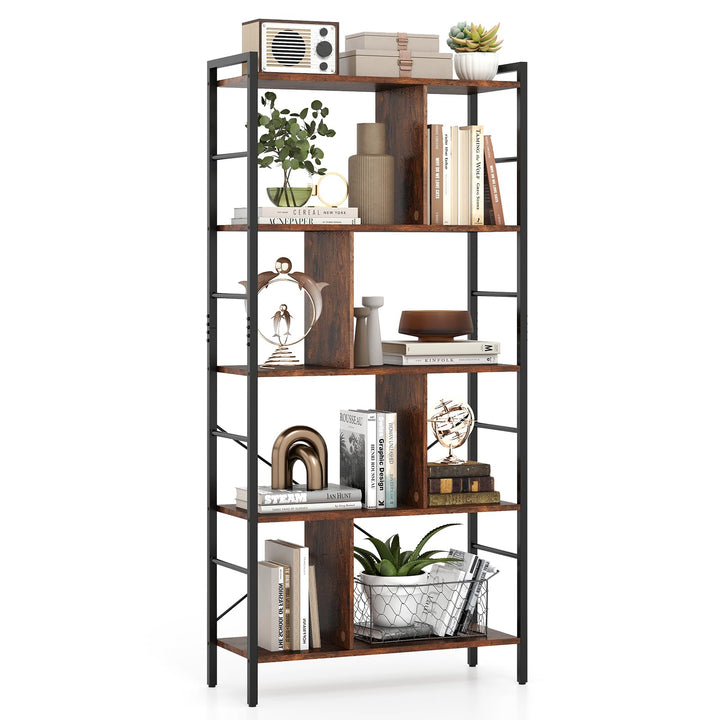 Giantex 5-Tier Tall Bookshelf 61" Industrial Bookcase w/Metal Frame