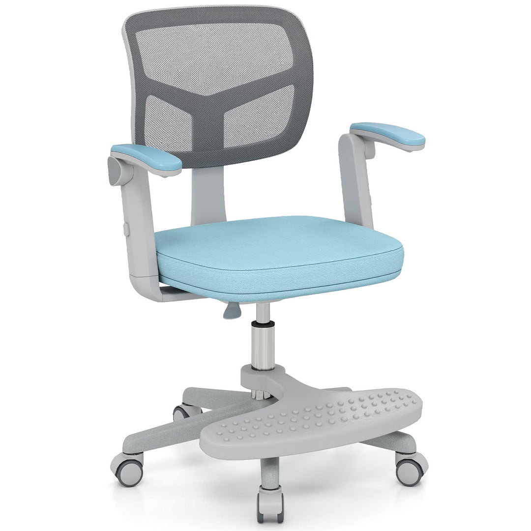Kids Desk Chair, Ergonomic Adjustable Student Rolling Chair with Footrest & Flip-up Armrest