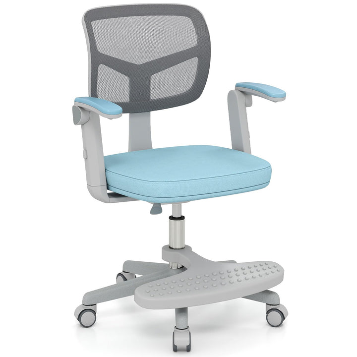 Kids Desk Chair, Ergonomic Adjustable Student Rolling Chair with Footrest & Flip-up Armrest