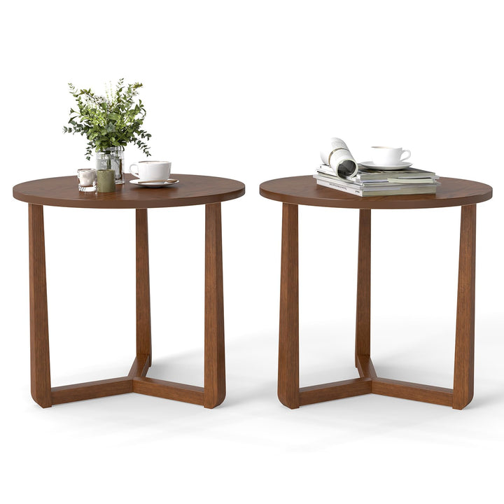 Giantex Round Side Table Set of 1/2  Compact Accent Bedside Night Stand for Living Room Bedroom