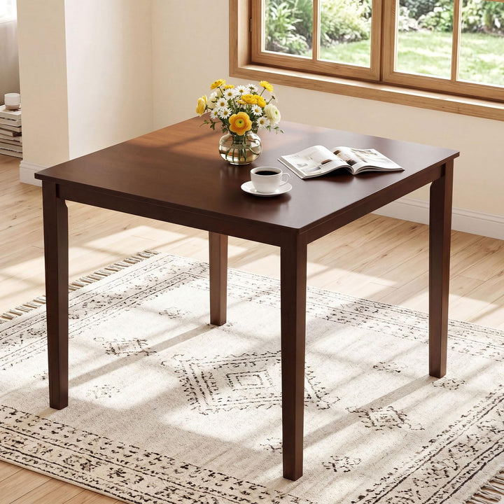 Giantex 35.5" Square Kitchen Table with Solid Rubber Wood Legs  for 4