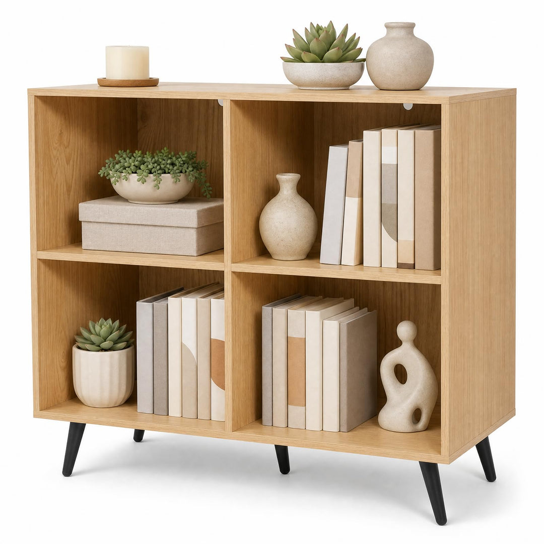 GIANTEX 4-Cube Bookshelf with Metal Legs for Living Room &amp; Home Office