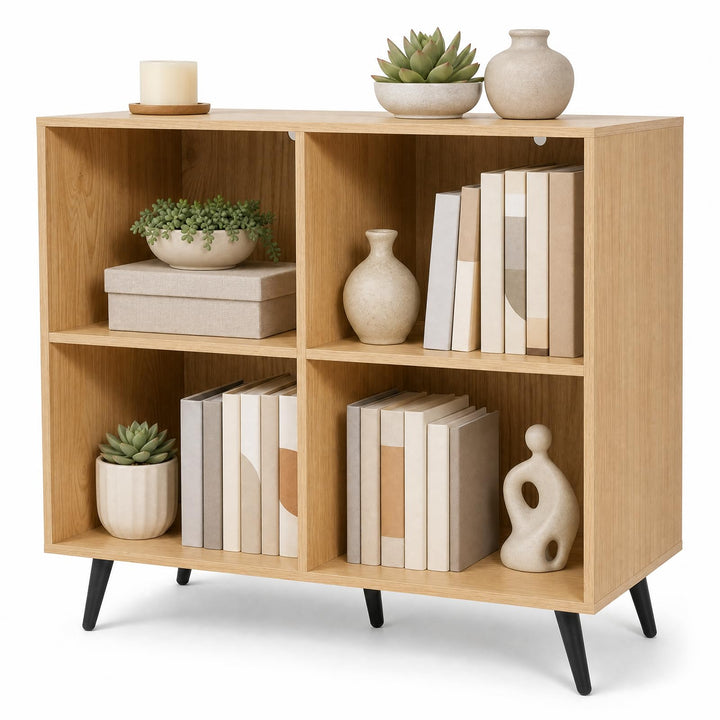 GIANTEX 4-Cube Bookshelf with Metal Legs for Living Room &amp; Home Office