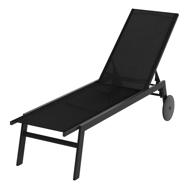 Giantex Patio Chaise Lounge Chair with Wheels and 6-Level Adjustable Backrest (1/2)