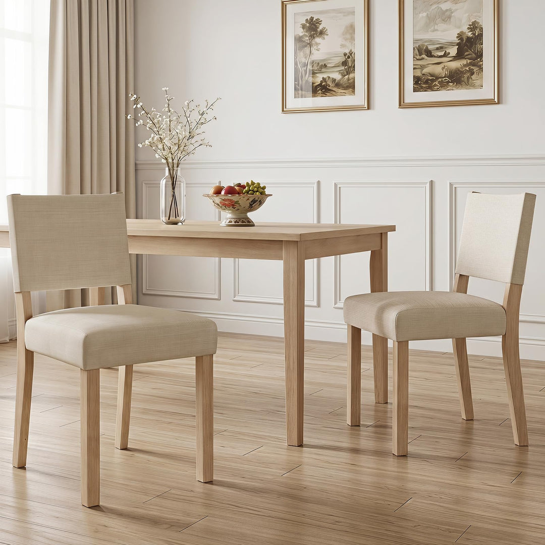 Giantex Set of 2/4 Upholstered Dining Chairs with Linen Fabric Seat