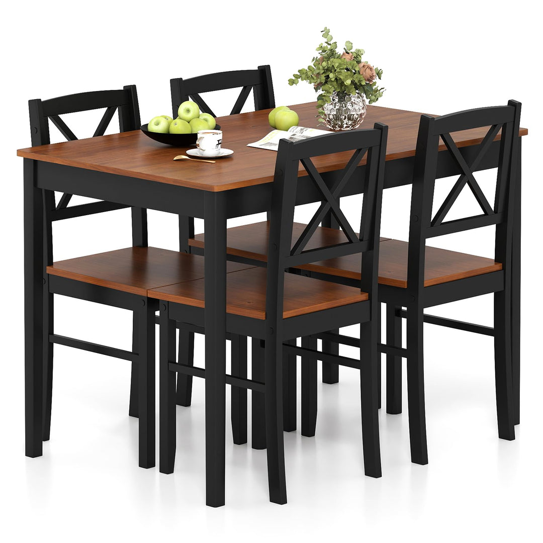 Giantex 5-Piece Dining Table Set Rectangular Kitchen Table & 4 Chairs with Rubber Wood Legs