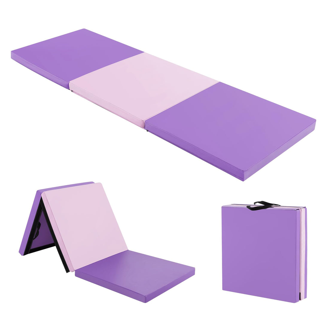 Giantex 6'x 2' Gymnastics Mat, 2" Thick Folding Tumbling Mat with Hook and Loop Fastener