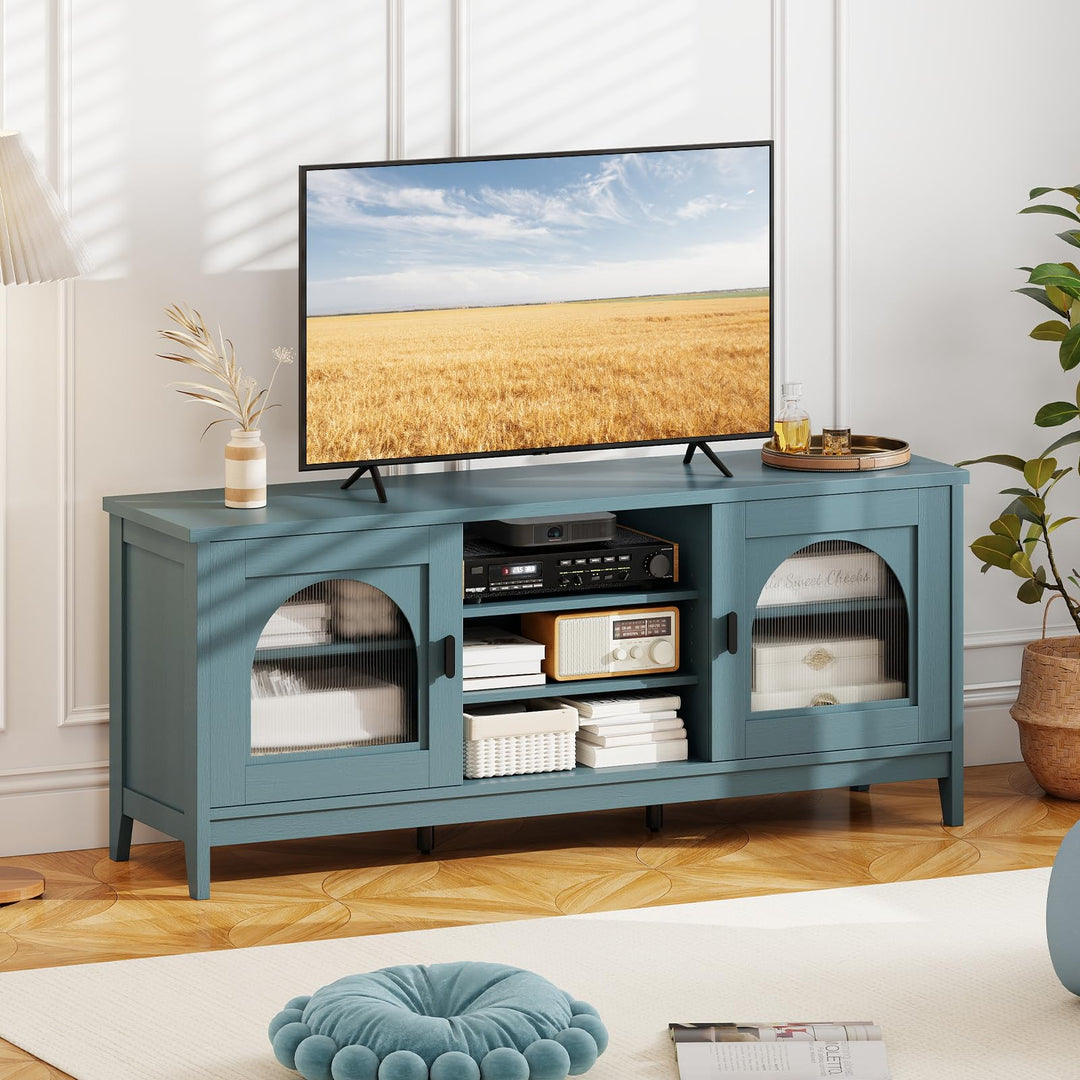 Giantex Modern Vintage TV Cabinet with Adjustable Shelves and 2 Cable Holes for TVs up to 65 Inches