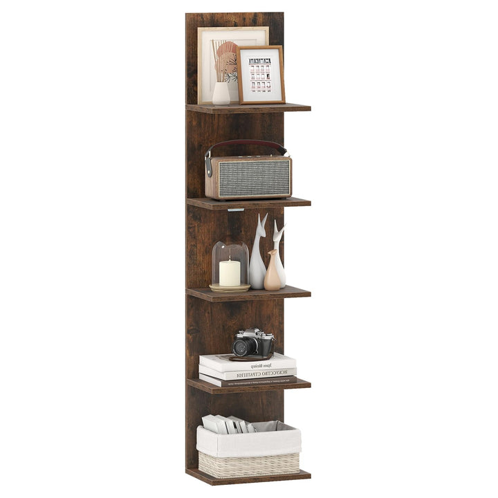 Giantex 5-Tier Wall Mounted Shelf Unit with Wood Grain