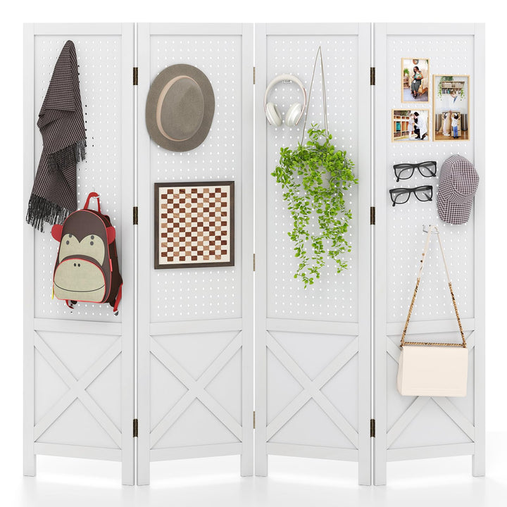 Giantex 4 Panel Pegboard Room Divider for Room Separation