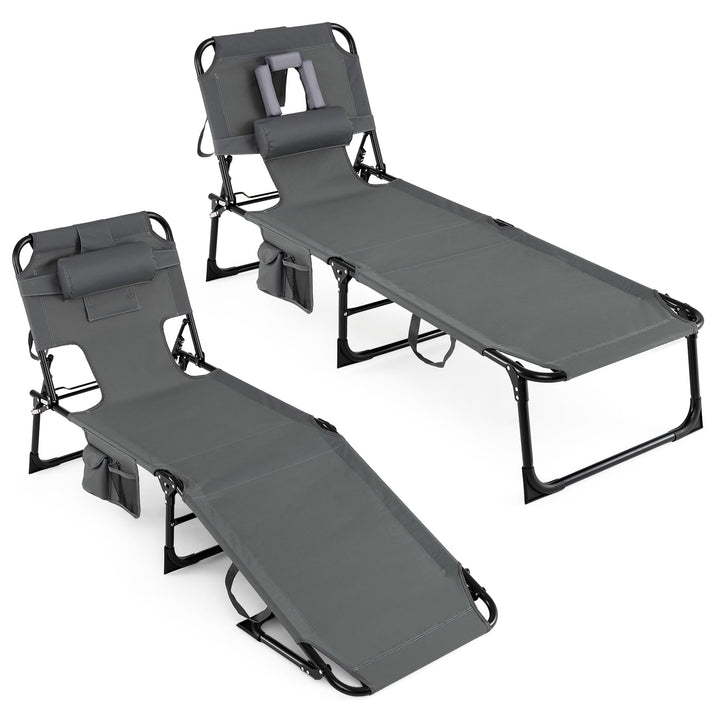 Giantex Tanning Chair with Face Arm Holes Folding Chair