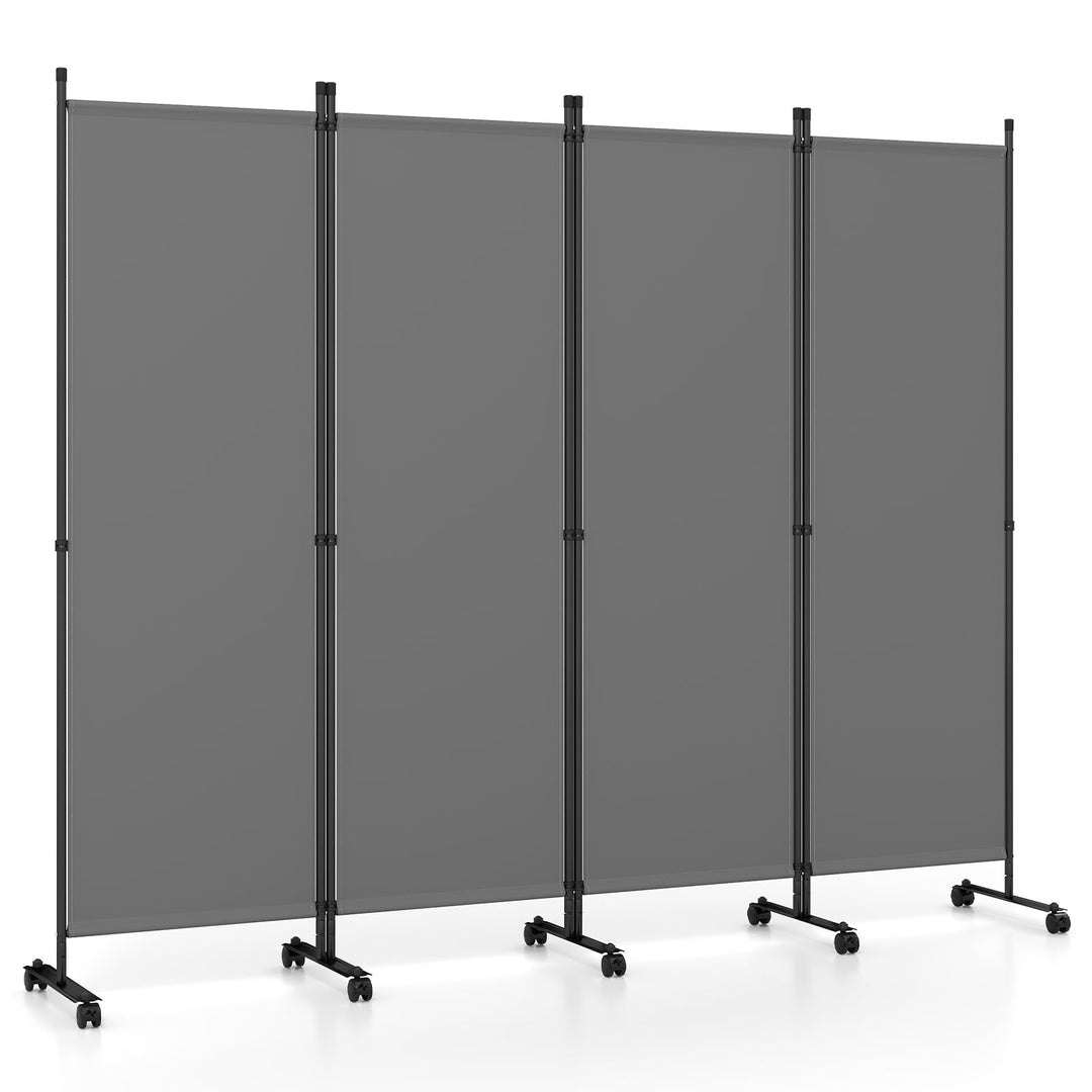 Giantex 4 Panel Room Divider, Folding Privacy Screen with Lockable Wheels, Rolling Partition Room Dividers