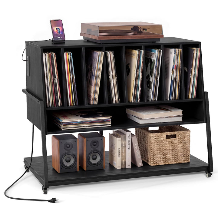 Giantex large Record Player Stand with Charging Station