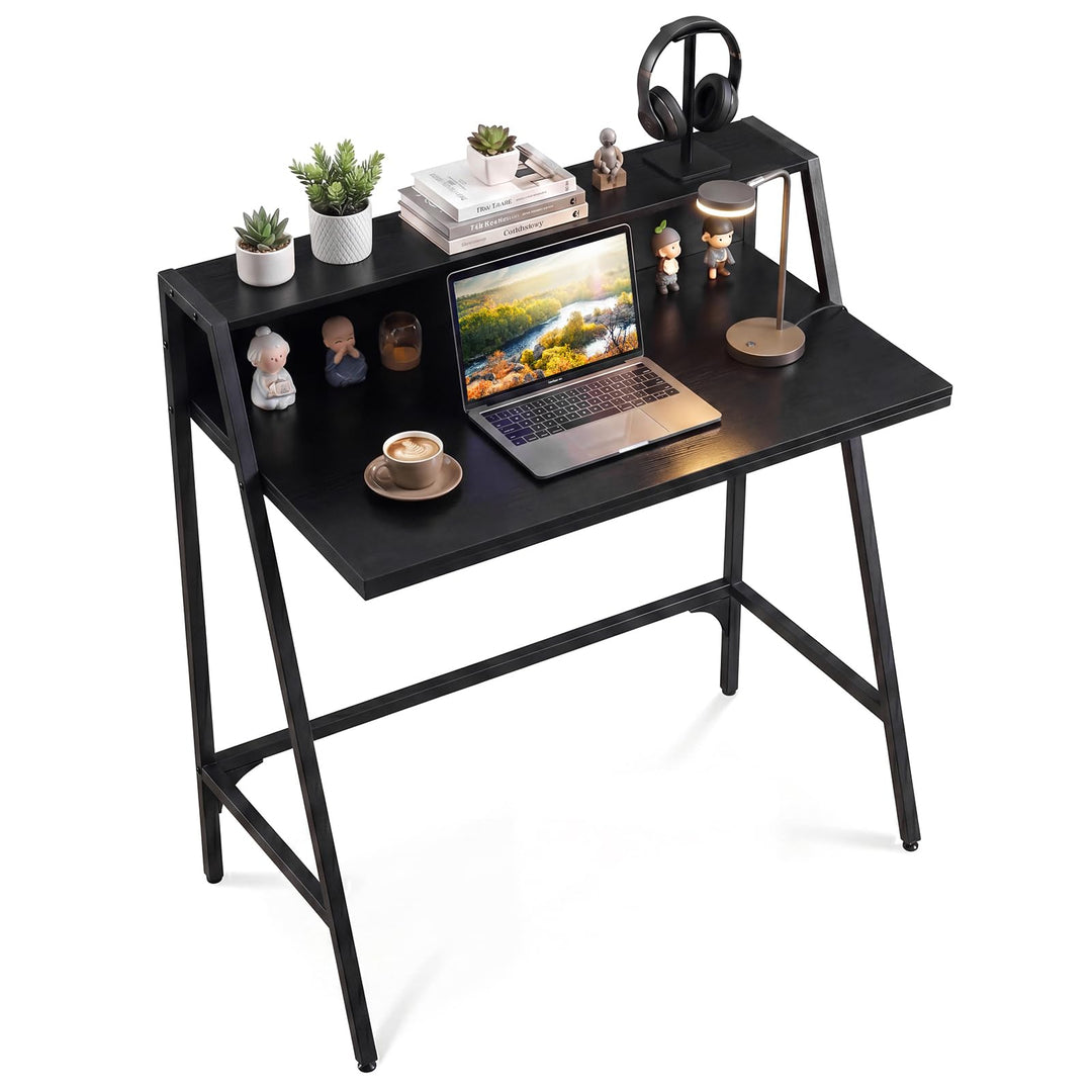 Giantex 31.5" Small Computer Desk with Raised Storage Shelf &amp; Heavy-Duty Metal Frame