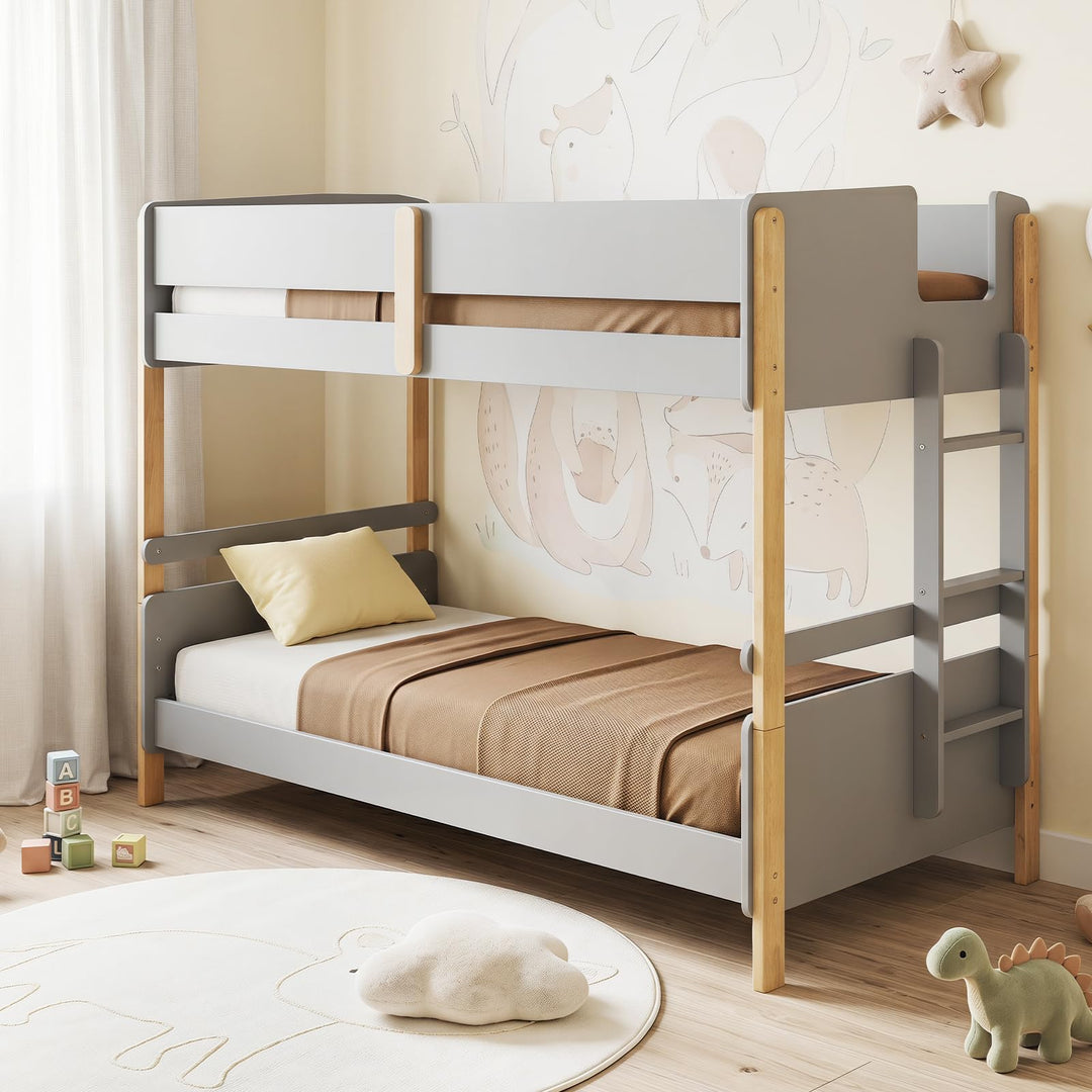 Giantex Twin Over Twin Bunk Bed with Ladder for Kids Teens Bedroom