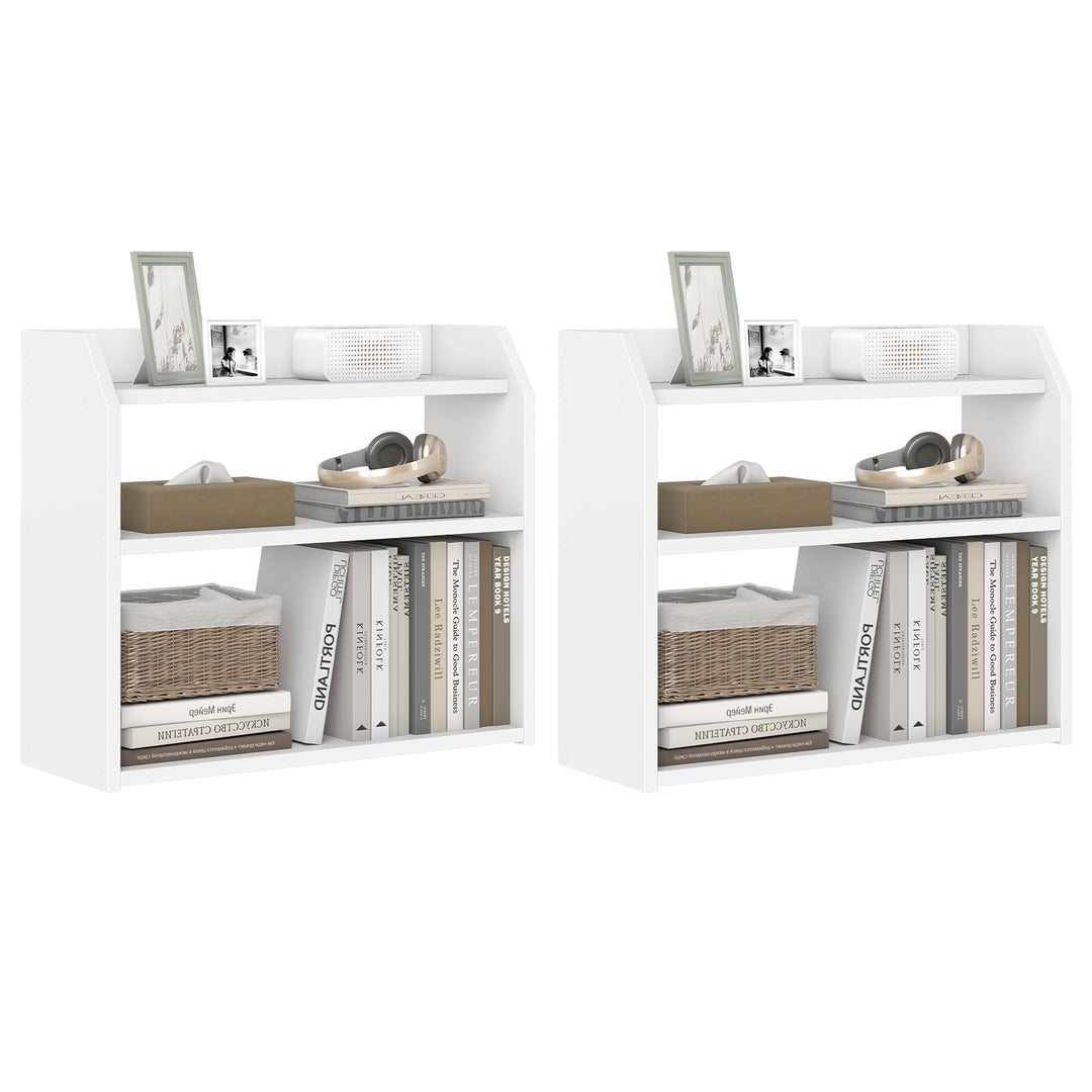 Giantex 3-Tier Desktop Bookshelf Small Wood Countertop Organizer(1/2)