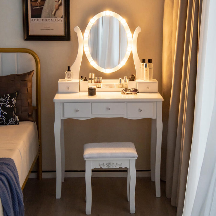 CHARMAID Vanity Desk with Lighted Mirror