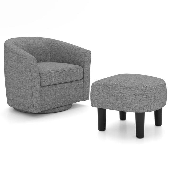 Giantex Swivel Accent Chair with Ottoman, Modern Barrel Club Chair w/Footrest