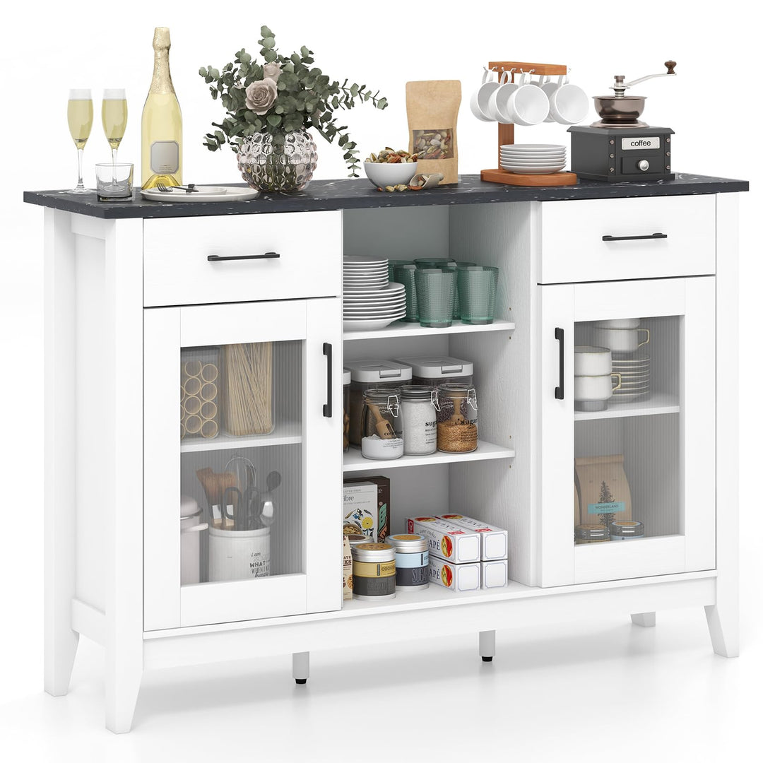 Giantex Sideboard Buffet Cabinet with 2 Drawers, Kitchen Storage Cabinet w/2 Doors, Open Compartments