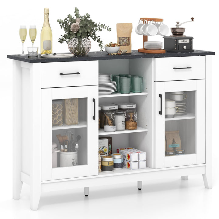 Giantex Sideboard Buffet Cabinet with 2 Drawers, Kitchen Storage Cabinet w/2 Doors, Open Compartments