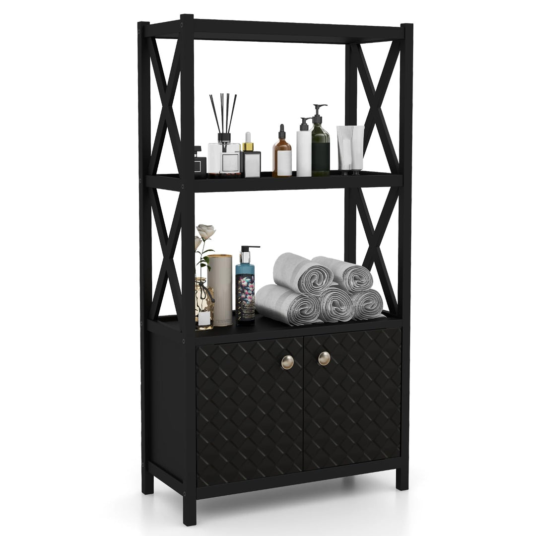 Giantex Storage Cabinet, Freestanding Storage Organizer with Open Shelves, Double Doors