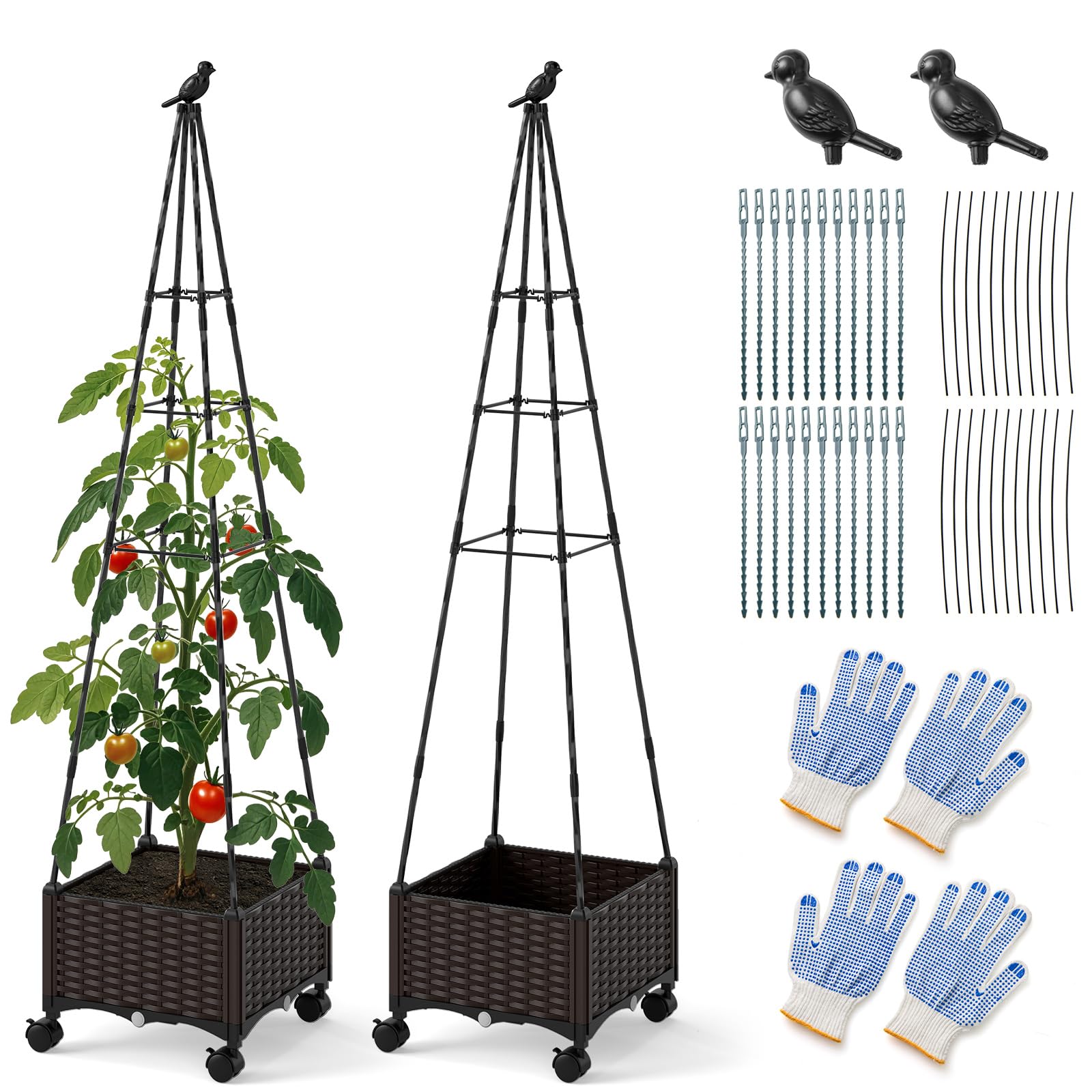 Giantex Raised Garden Bed with Wheels & Tomato Cage