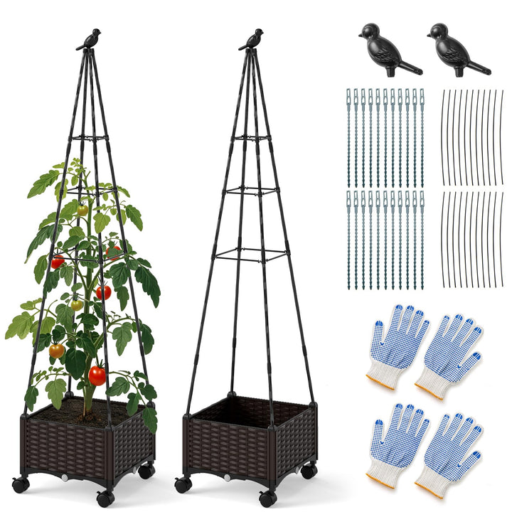 Giantex Raised Garden Bed with Wheels & Tomato Cage