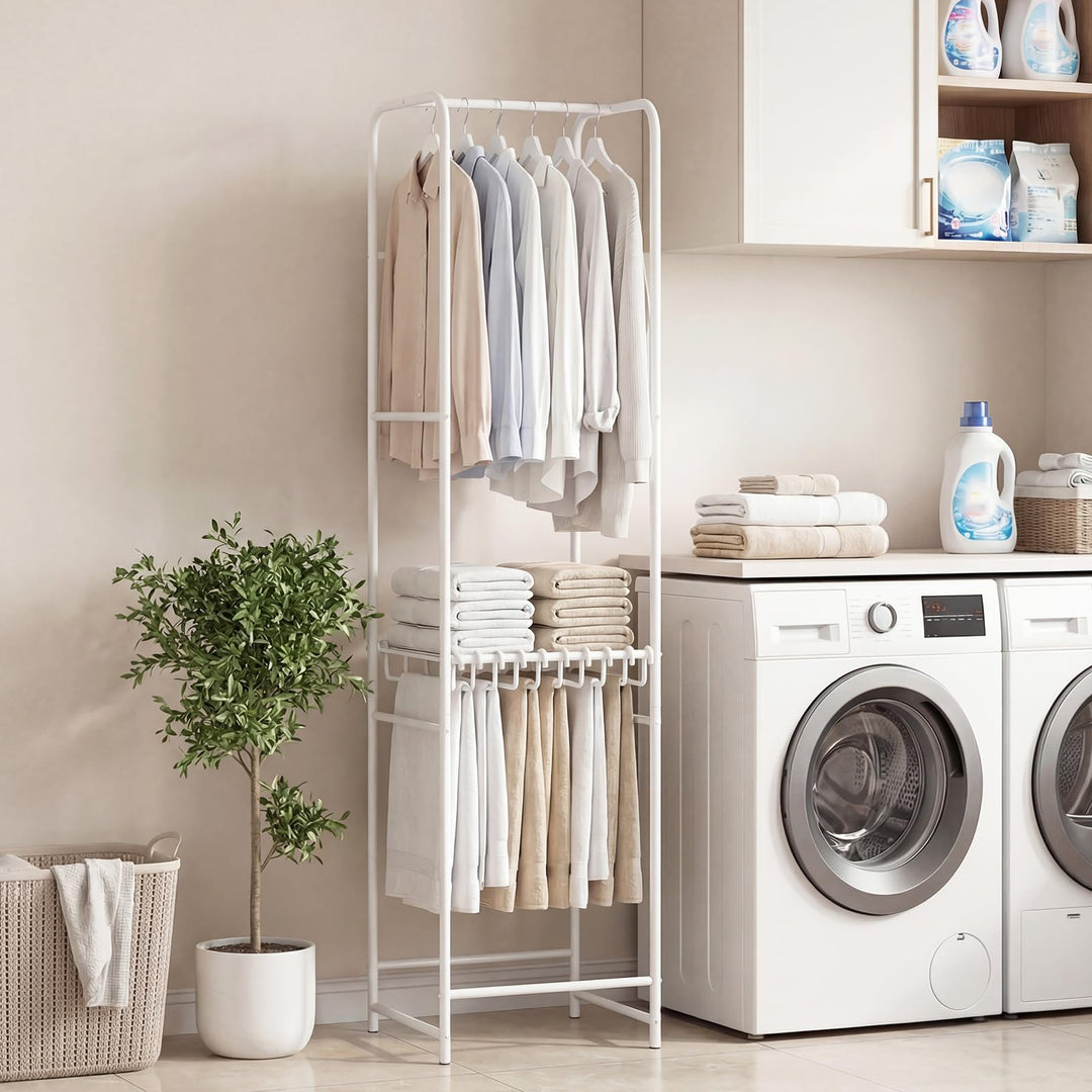 Giantex Heavy-Duty White Garment Rack with 6 Hanging Rods &amp; 10 Pants Hangers