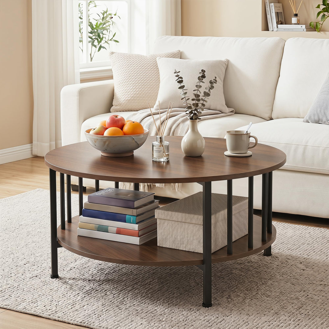 Giantex 32.5" Wood Farmhouse Round Coffee Table