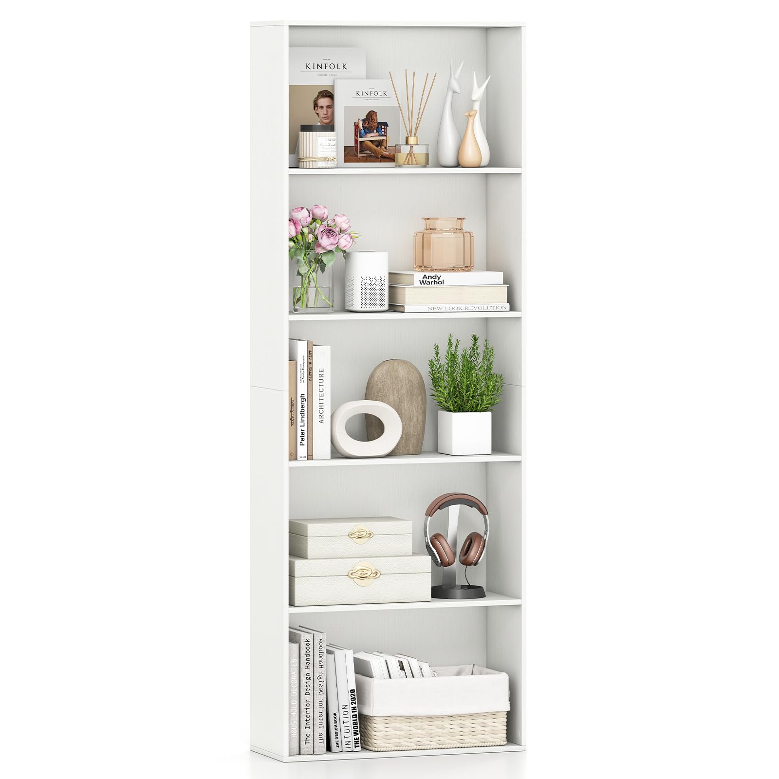 Giantex 5-Tier Bookshelf Freestanding Bookcase with 5 Open Shelf