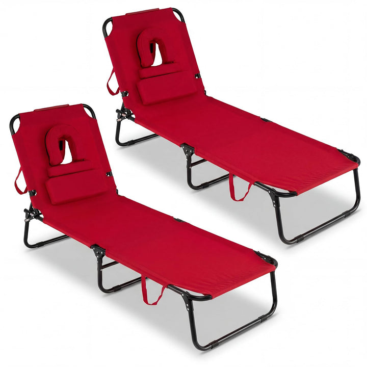 Giantex Folding Beach Tanning Chair Adjustable Face Down Patio Lounge Chair