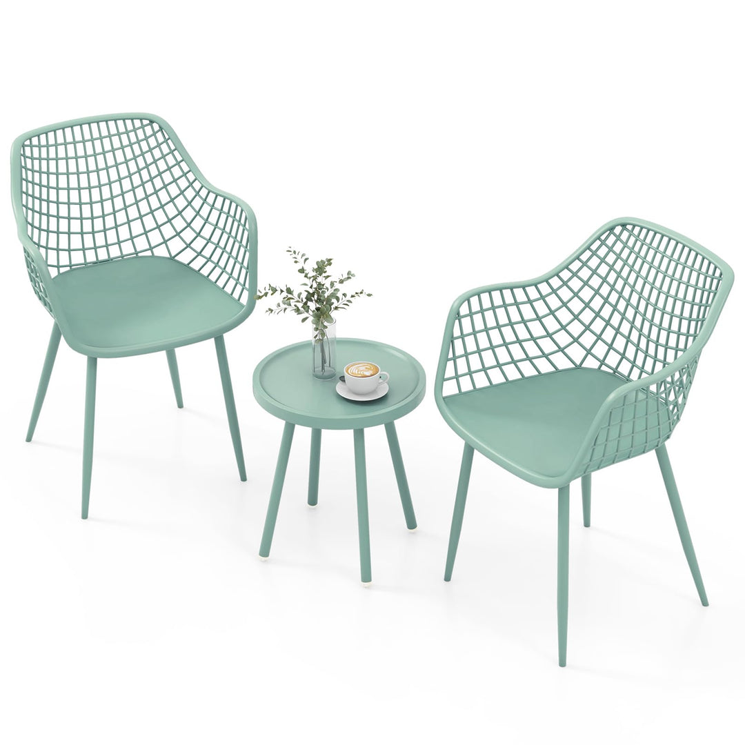 Giantex 3 Piece Patio Furniture Set, Outdoor Bistro Table and Chairs Set of 2, PP Seat &amp; Metal Legs