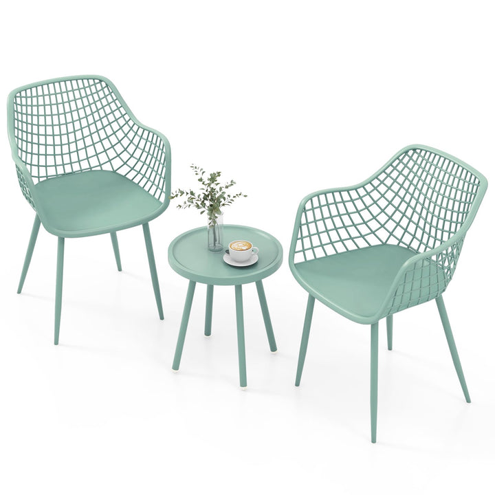 Giantex 3 Piece Patio Furniture Set, Outdoor Bistro Table and Chairs Set of 2, PP Seat &amp; Metal Legs