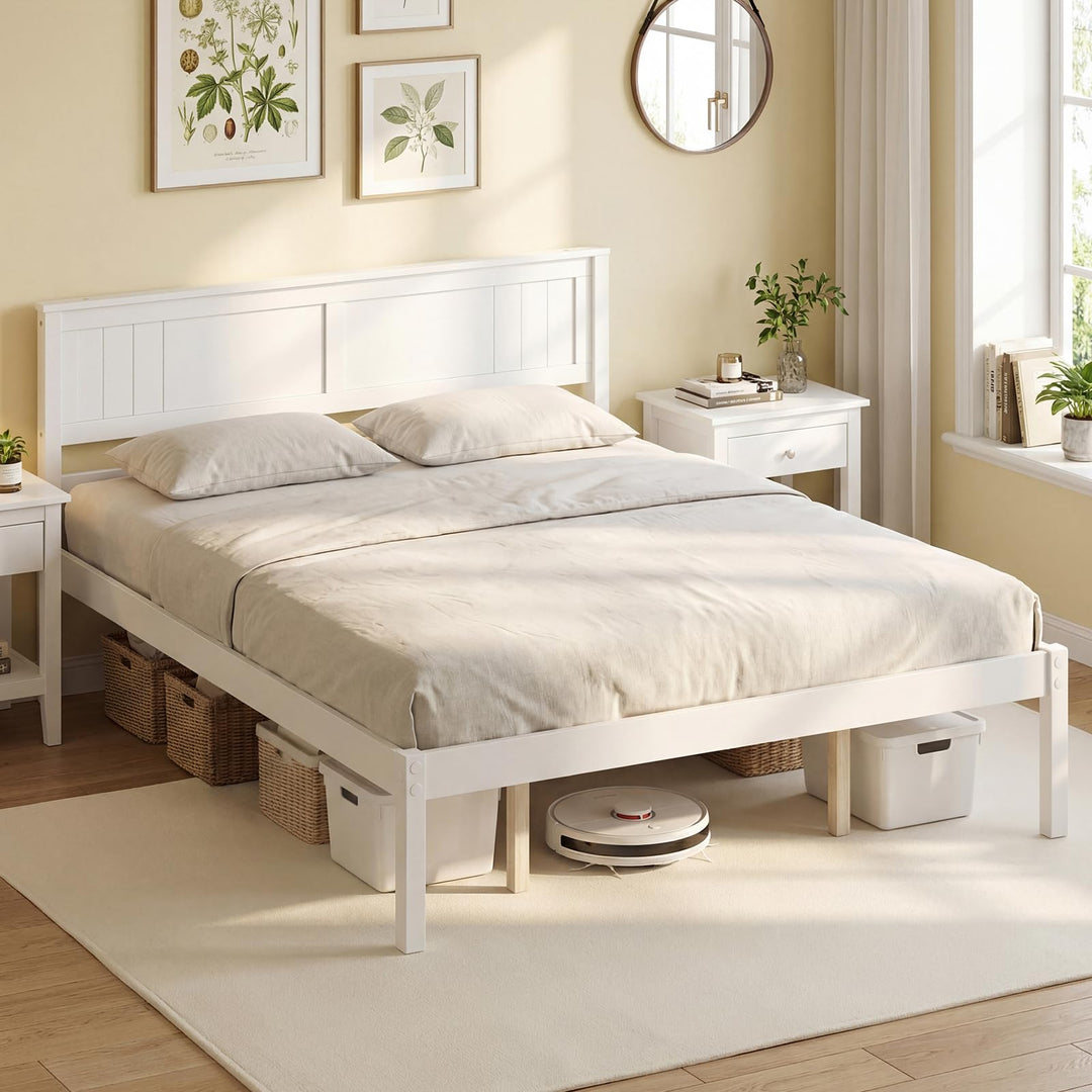 Giantex Wood Full Platform Bed with Headboard