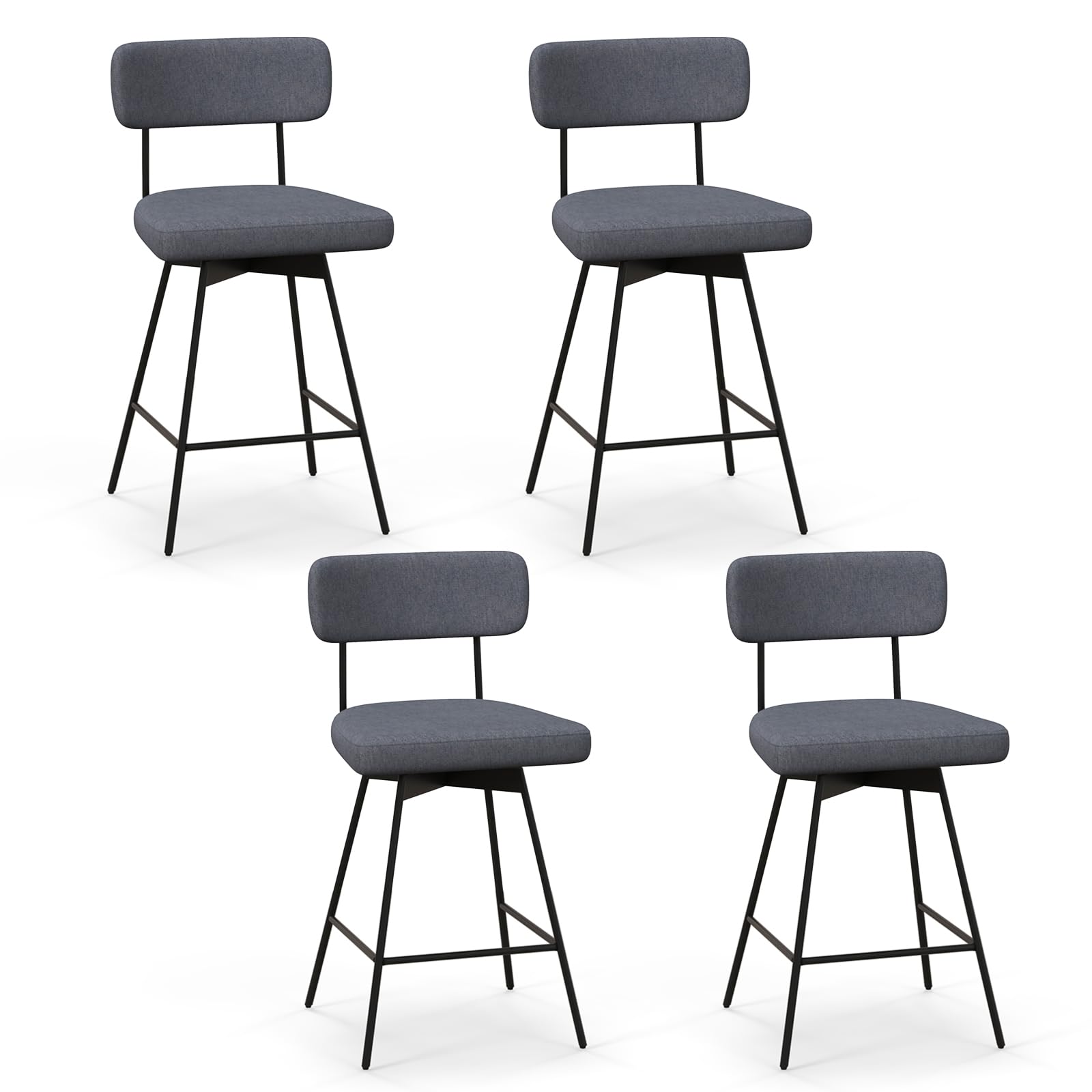 Giantex Swivel Bar Stools,  Upholstered Bar Height Bar Chairs w/Padded Seat & Backrest