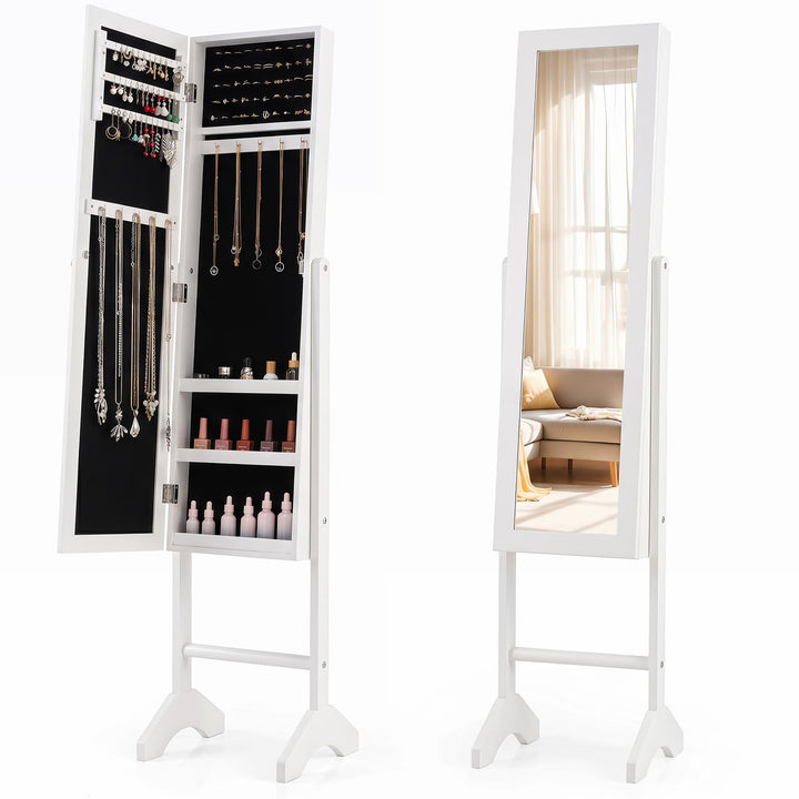 Giantex Freestanding Jewelry Armoire with Full Length Mirror &amp; Ring Slots