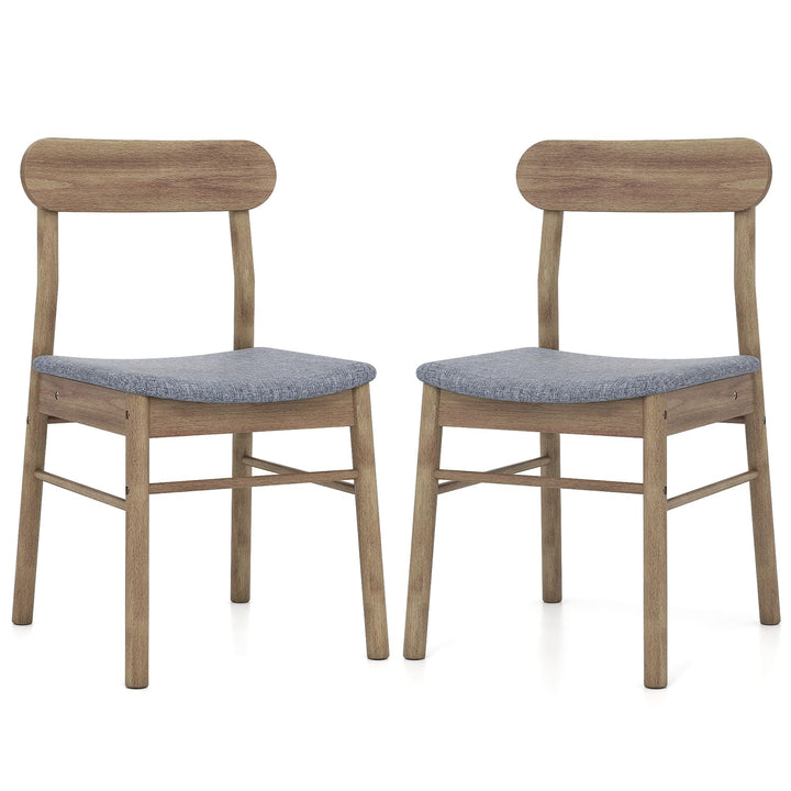 Giantex Fabric Upholstered Kitchen Chairs with Rubber Wood Frame and Padded Curved Seat