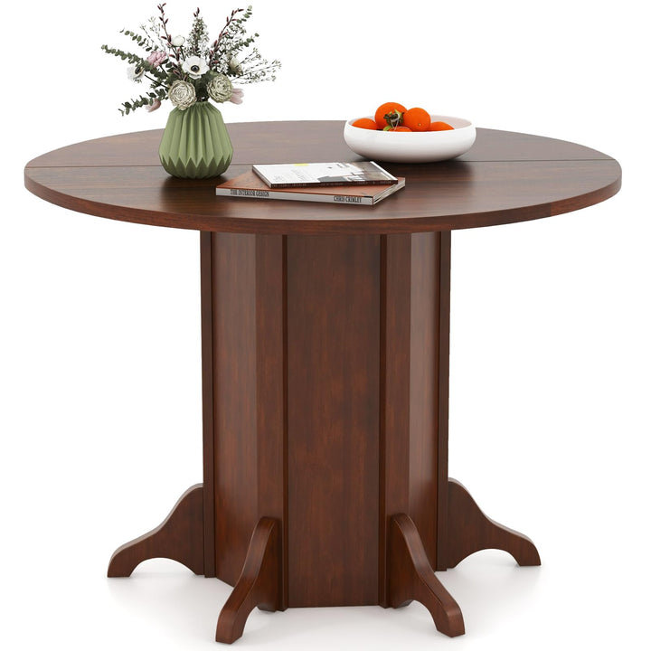Giantex 42” Round Dining Table, Modern Kitchen Table with Pedestal Base, Solid Wood Frame