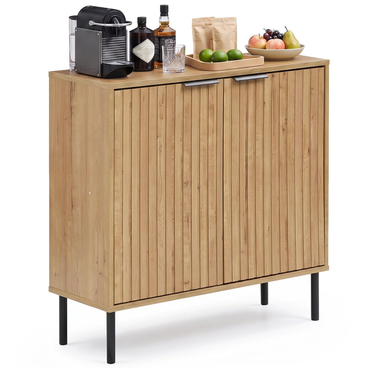 GIANTEX Fluted Buffet Cabinet | 2-Door Sideboard w/Storage