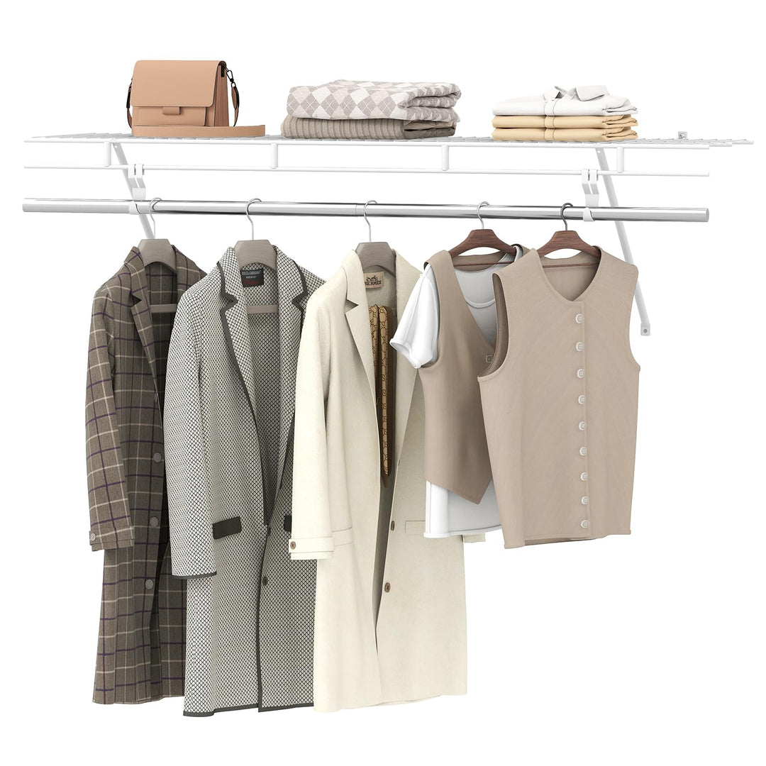 Giantex 4 ft x 12” Metal Wire Storage Shelf & Clothes Rod Organizer